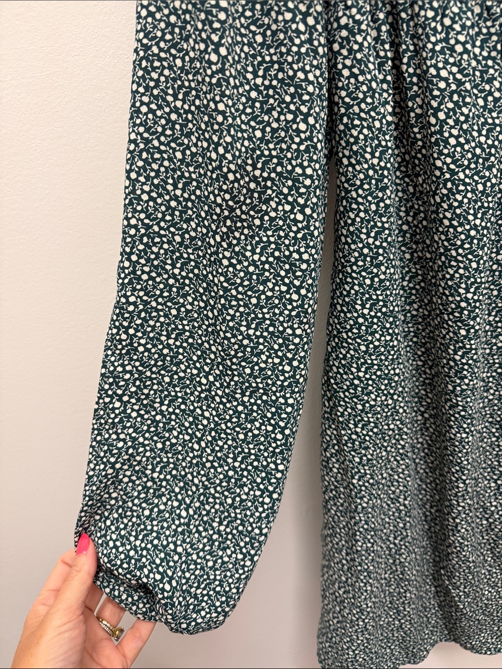 Abercrombie & Fitch long sleeve green floral mini dress, small - Picture 5 of 8
